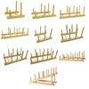 Multi Grid Design Dish Drainer Rack Wooden Pot Lid Holder Kitchen Dishes Stand  Kitchen
