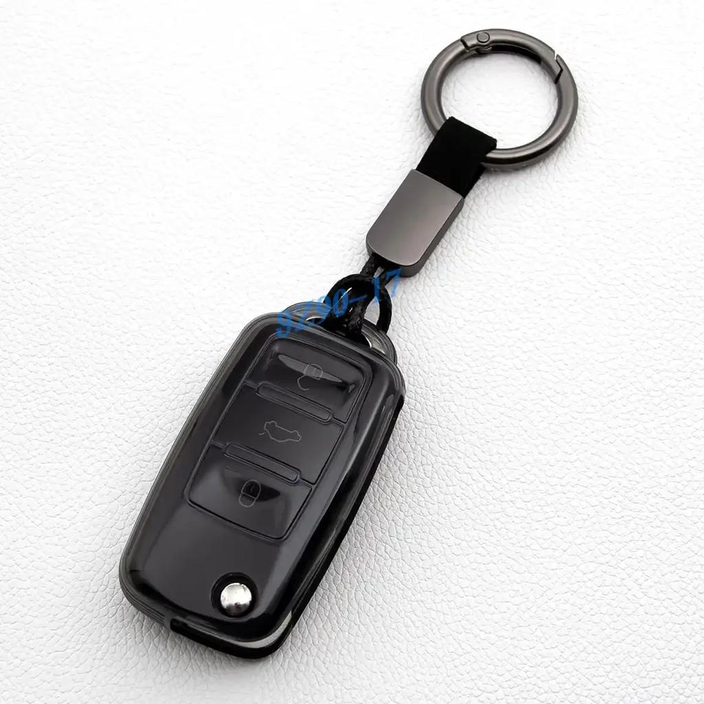 Black Transparent  Key Fob Case Cover Keychain For Vw Volkswagen Golf Mk6 Tiguan Jetta Polo Up! Passat B7 Scirocco Accessory