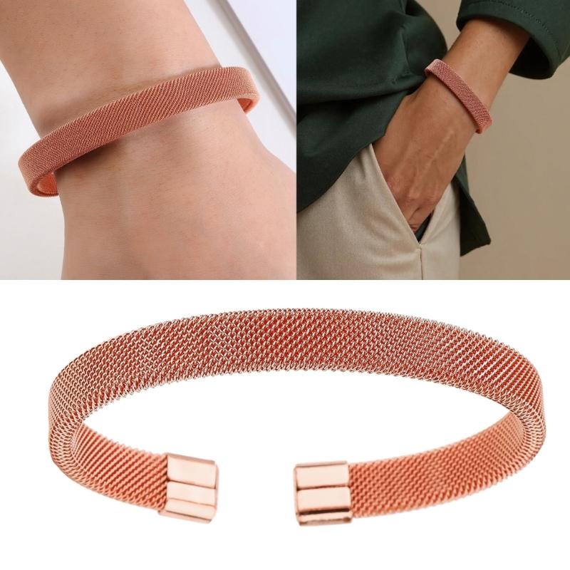 Edelstahl C-förmiges Netz Offenes Armreif Armband Modeschmuck Geschenk Unisex C-förmiger Armreif für Damen Herren