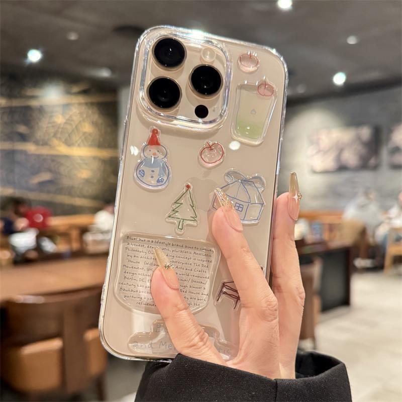 Cute Snowman DIY Sticker for Apple 11Promax Mobile Phone Case 11promax High Transparency Large Hole Explosion
