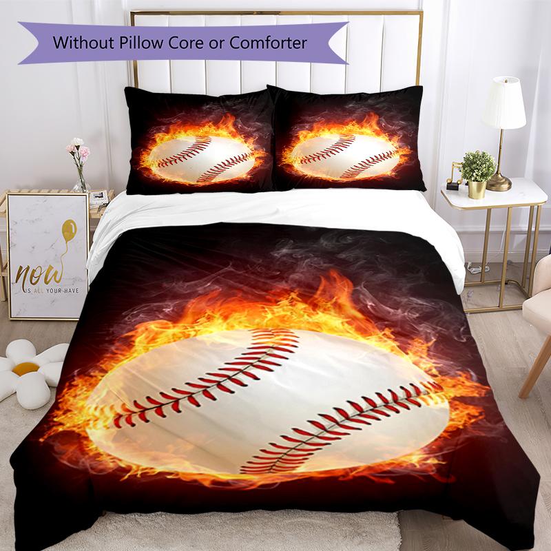 3pcs Baseball Bedding Set Duvet Cover Closure Includes 1 Duvet Cover & 2 Pillowcases, Soft and Comfortable for All Seasons.