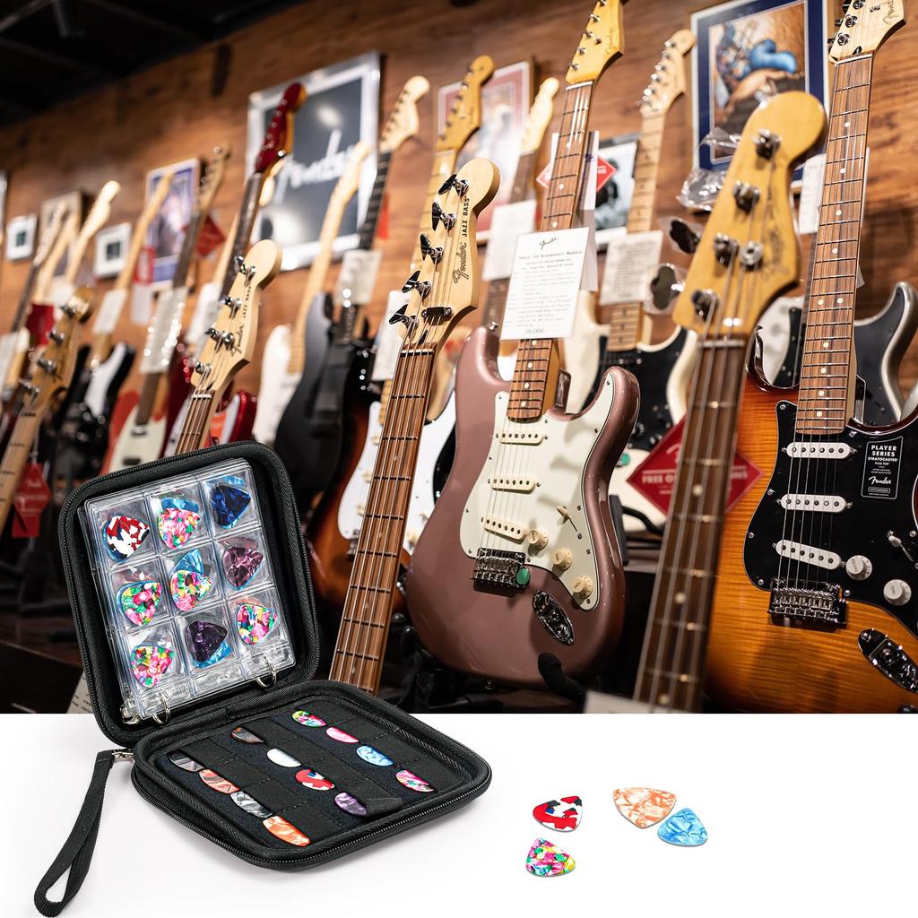 ProCase Guitar Pick Bass Pick EVA Material Storage Case Holds Up To 84 Pieces Album Book Black -