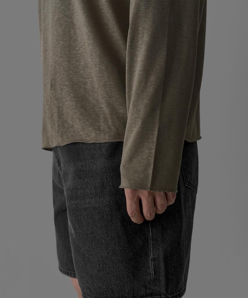 Baulopeulodeogteu Tencel Ribbed Boat Neck Knit Tee [Brown]