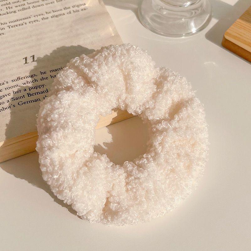 Milk Coffee Plush Hair Ring - Simple Elastic Band for Autumn/Winter
