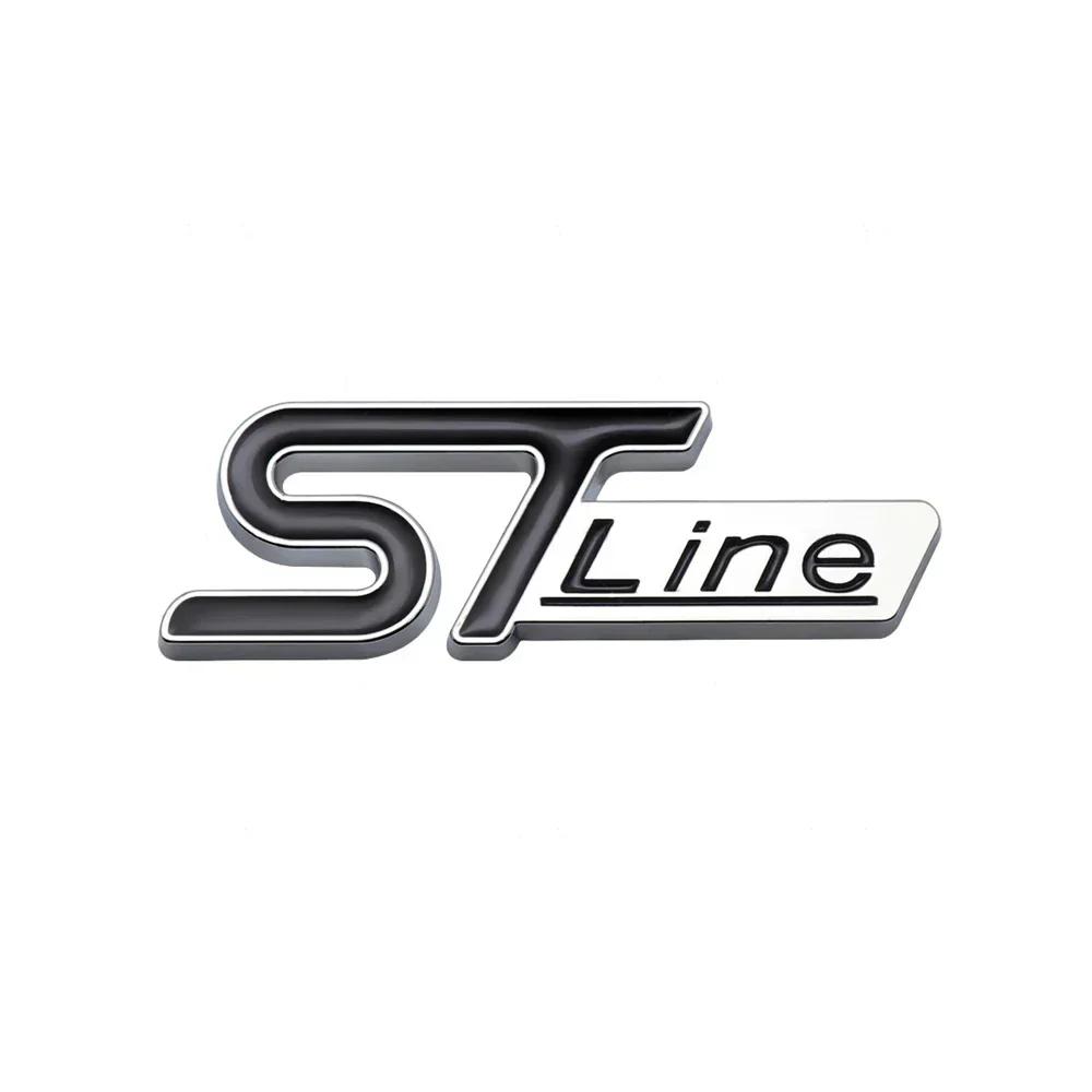 ISPN4 3D Metal ST Line Logo Car Front Grille Emblem Rear Trunk Sticker Badge Decals for Ford ST Fiesta Focus Mondeo Kuga Ranger