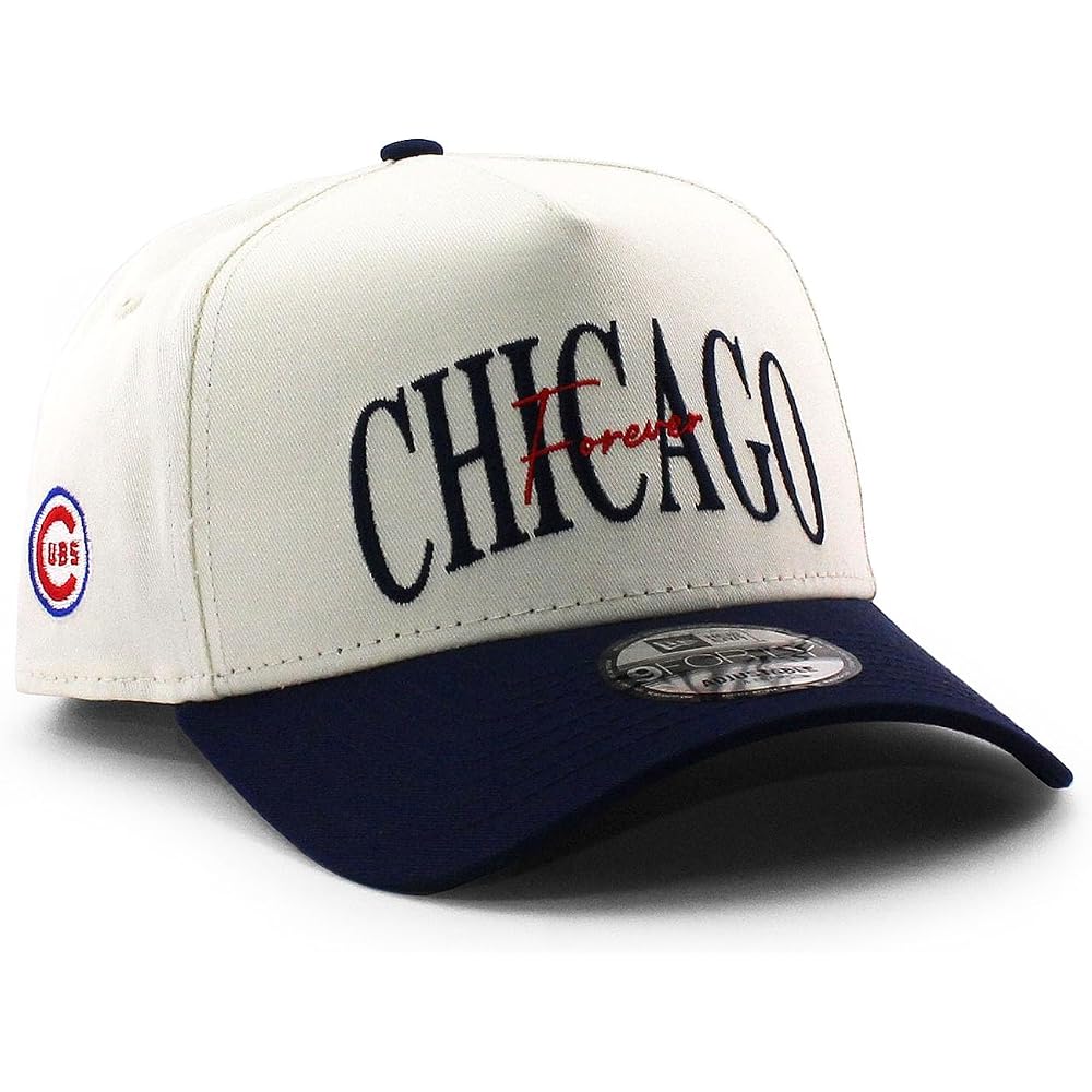New Era Alice & Wonder Collaboration 9FORTY Snapback Cap Cream Navy Chicago Cubs Unisex Hat