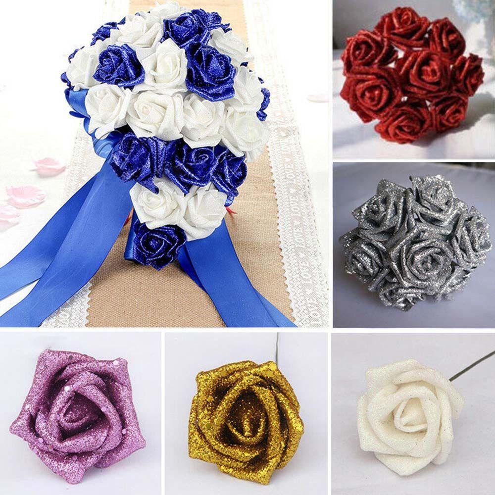 DIY Wedding Party Decor Blue Roses Bride Bouquet Artificial Roses Decoration Foam Roses Artificial Flowers