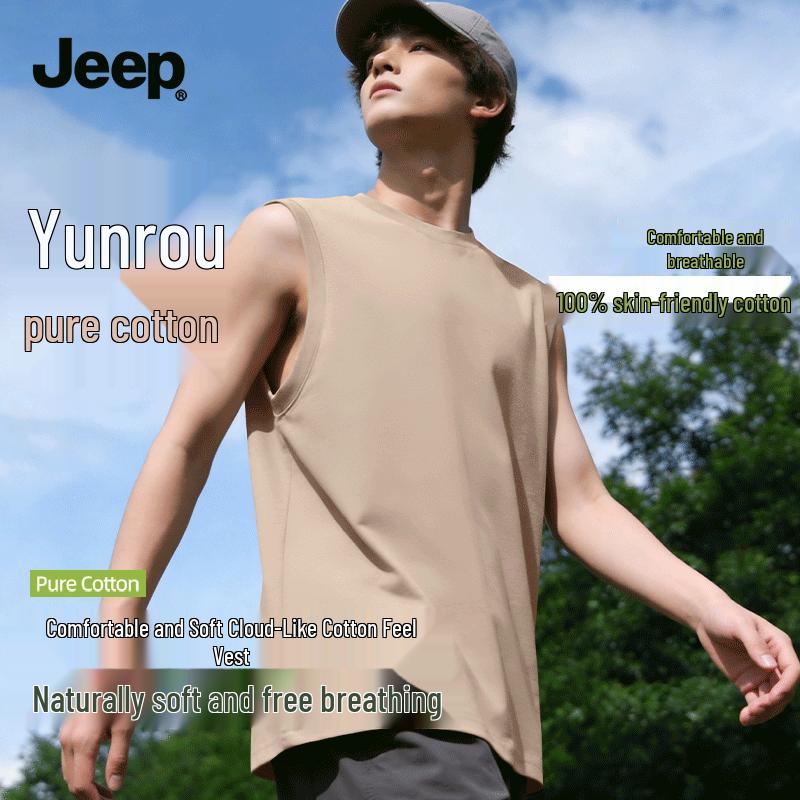 JEEP Men s Heavyweight Cotton Sleeveless T-shirt M