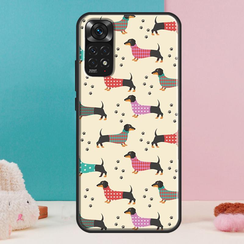 Cartoon Dachshund Dog Case For Xiaomi Redmi Note 14 13 12 Pro 11 9 10 9S 10S 11S 12S Redmi 14C 13C 10C 12C Cover