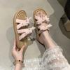 Skirt beach one-word bow gentle flat bottom 2025 with new soft beautiful slippers cool slippers women's summer wear