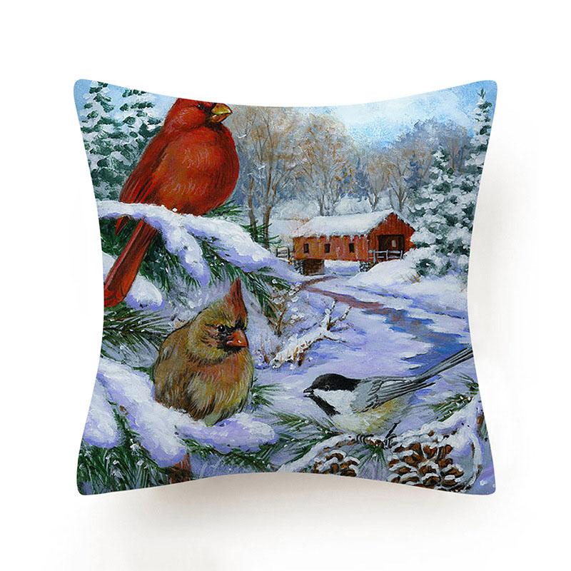 

Подушка Снеговик Рождественский Чехол Наволочка Накидка Диван Автомобиль Дом Поясничная Подушка Чехол Декор Подарок Three Birds