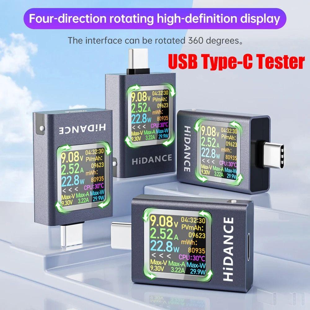 DC 4.5-50V 0-12A 600W USB Type-C Tester LED Color Display USB Amperemeter  For 3C Products