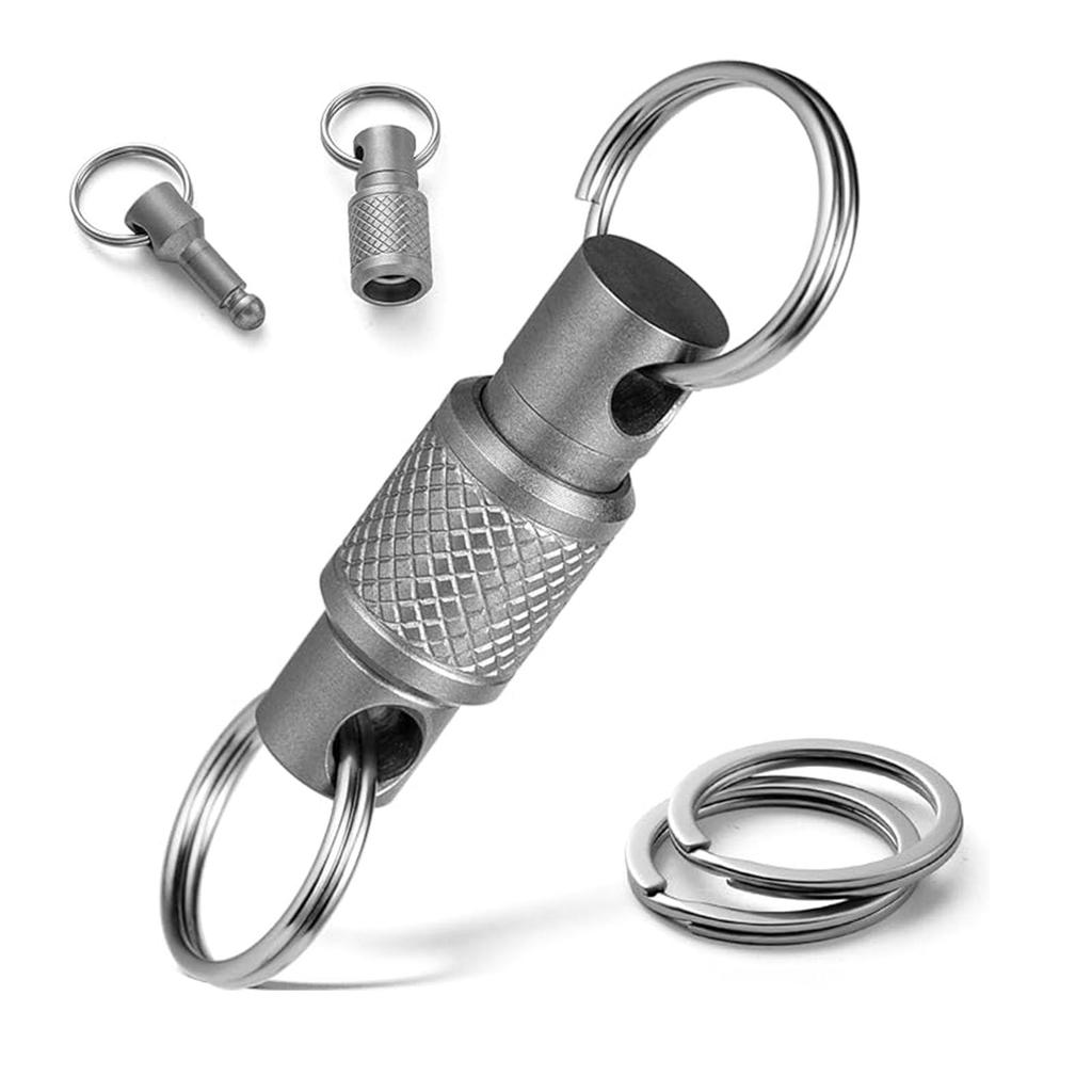 TIMULTI Titanium Detachable Quick Release Key Ring with Detachable 4 Split Rings Keychain, Carabiner, Keychain, Compact, Lightweight,