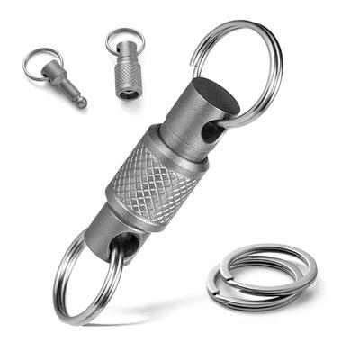 TIMULTI Titanium Detachable Quick Release Key Ring with Detachable 4 Split Rings Keychain, Carabiner, Keychain, Compact, Lightweight,