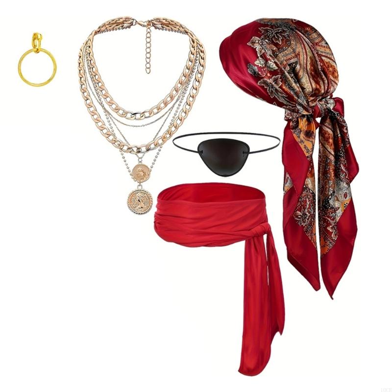 Full Pirate Accessories Collection Bandana Belt Necklace Bracelet Combo