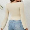 Autumn and Winter Women's Knitwear Hollowed Out Navel Sexy Short Tops Long-sleeved Knitwear