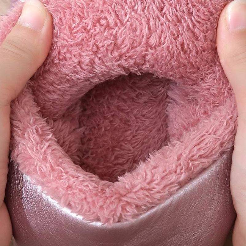 Ankunft wasserdichte Damen PU Leder Schneestiefel warmes kurzes Plüsch Stiefelette weibliche Winterschuhe Frau große Übergröße 41 45
