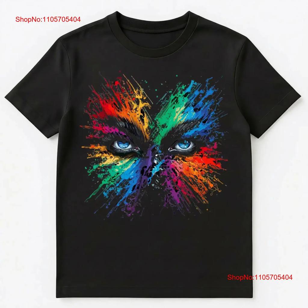 Colorful Paint Splash Eyes Art T Shirt Vintage Slightly Unisex Versatile Comfortable Graphic