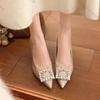 Fashion Comemore Fashion Pointed Toe Patent Leather Office Pumps Women Autumn Sexy High Heel Party Shoes Crystal Buckle Dress Pumps