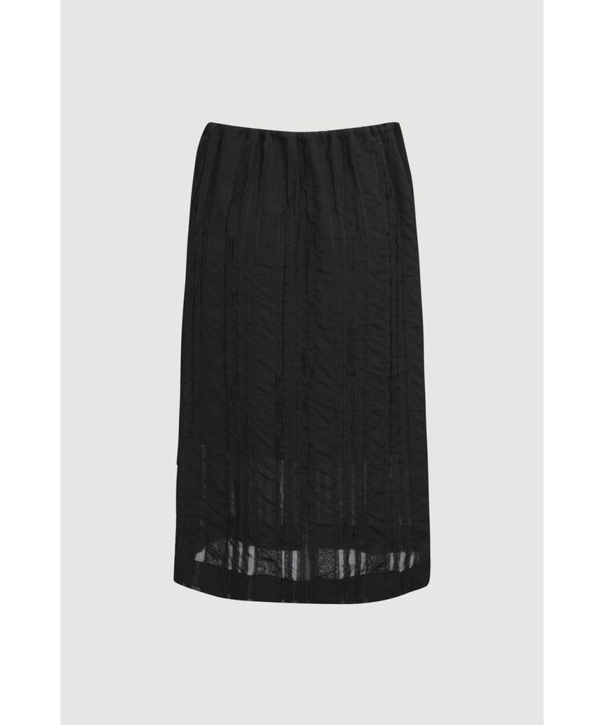 LUCKY CHOUETTE Lace Banding Midi Skirt (Black) Lfkax25540Bkx