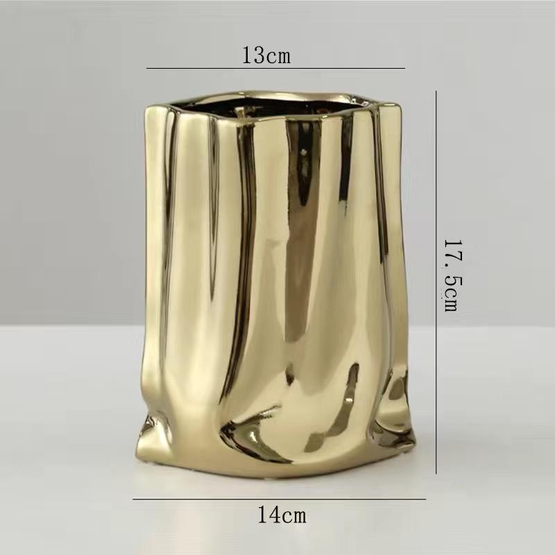 Abstract Ceramic Silver Plant Vase Electroplating Floral Living Room Decor Luxury Flower Hotel Art Decoration Home Accessories