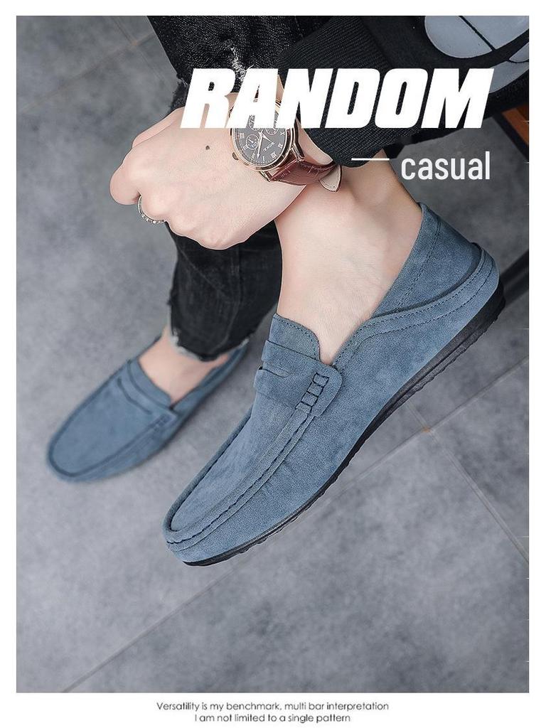 Men's Spring Suede Moccasins: Trendy British Loafers, Slip-On Driving Shoes