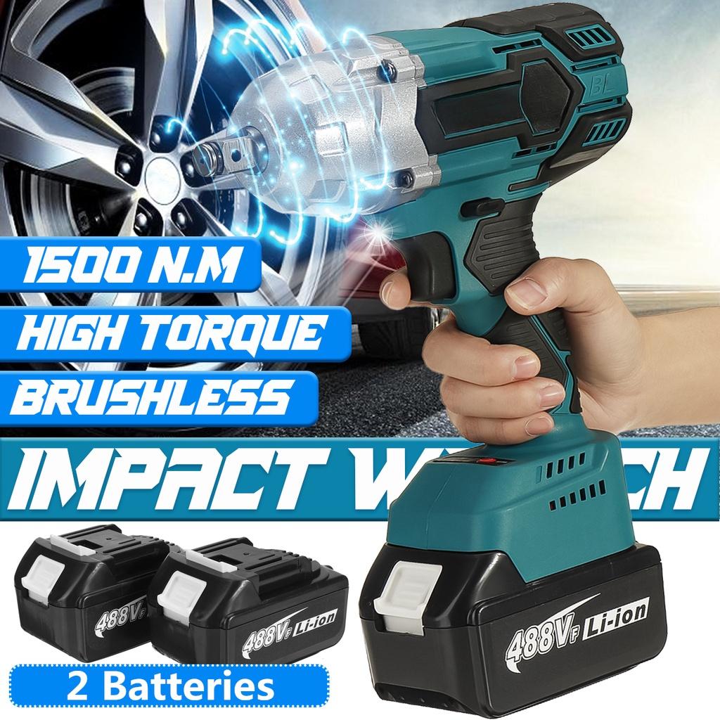 488Vf 1500N.m 1/2 Socket High Torque Brushless Wrench Cordless Electric Impact Wrench Power Tools For 18V Battery