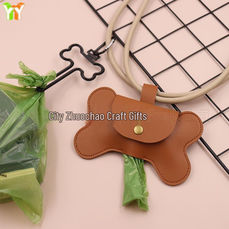 Spot PU Leather Bone-Shaped Pet Waste Bag Dispenser for Cats and Dogs