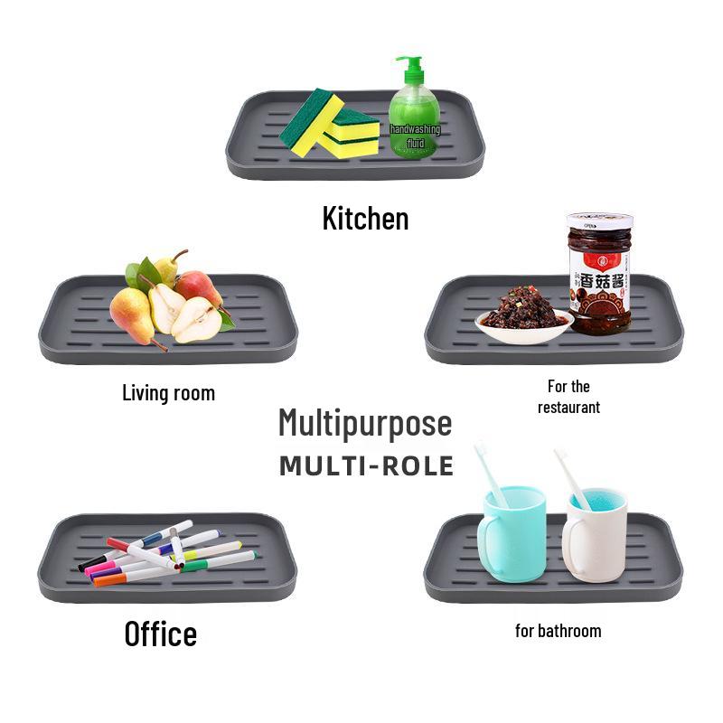 Silicone Draining Mat: Kitchen & Bathroom Sponge and Soap Holder  