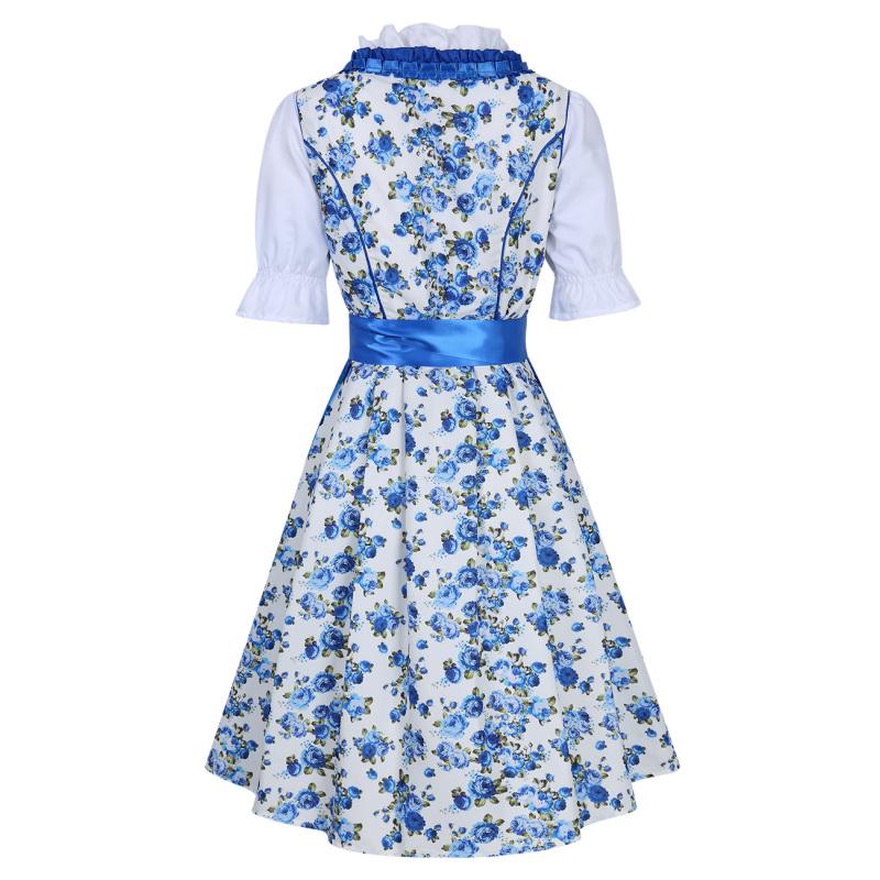 Women's Classic Dirndl Sexy Lace Apron Floral Dress 3PCS Suit for Beer Festival