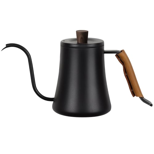 

Sakura Direct Mail [IH Compatible] Food-Grade Stainless Steel Coffee Drip Pot, 600ml, Narrow Mouth Design, Removable Leather Handle, Black