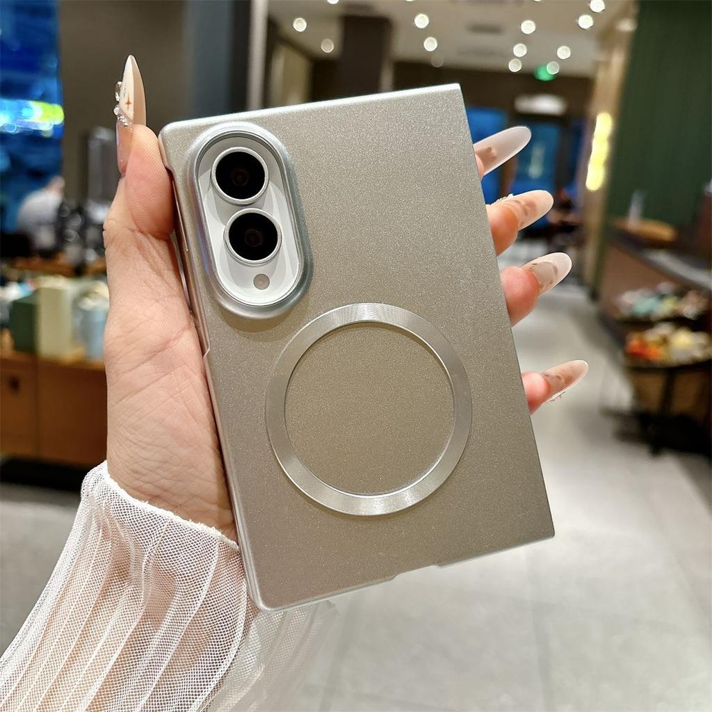 Luxury Metallic Silver Paint Frameless Magnetic PC Case for Samsung Galaxy Z Fold 8 Ultra 8 Z Flip 8 Thin Slim Shockproof Cover