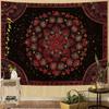 Boho Mandala Tapestry Wall Hanging Hippie Bohemian Floral Flower Medallion Tapestry Aesthetic Large Vintage Black Red Indian