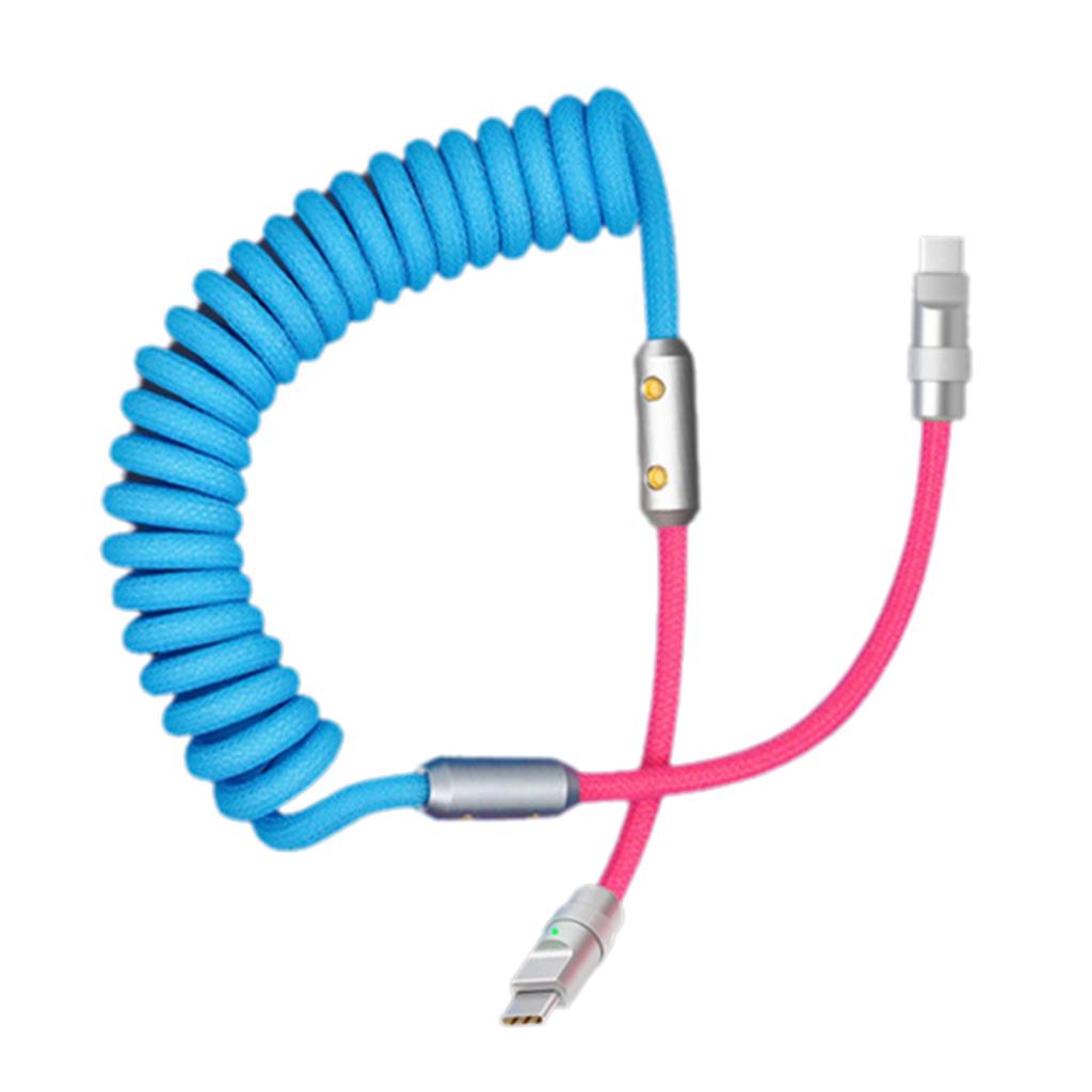 Spring Coil Data Cable For Huawei Type C Devices 120W Fast Charging Metal Housing Plugs Charging Cord Stretchable