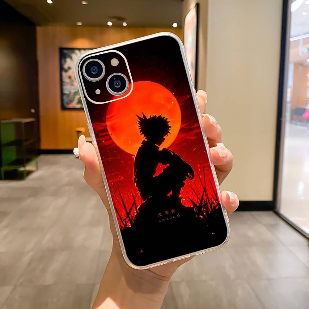 Shonen Anime-My -H-Hero -Academia Phone Case For iPhone17,16,15,14,13,12,Pro Max,16/15/14 Plus Soft Silicone Transparent Cover