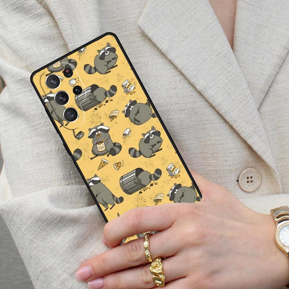 Cartoon Raccoon Kawaii Cell Phone Case for Samsung Galaxy S26 Ultra S25 S24 S23 S22 S21 S20 Note10 Cover