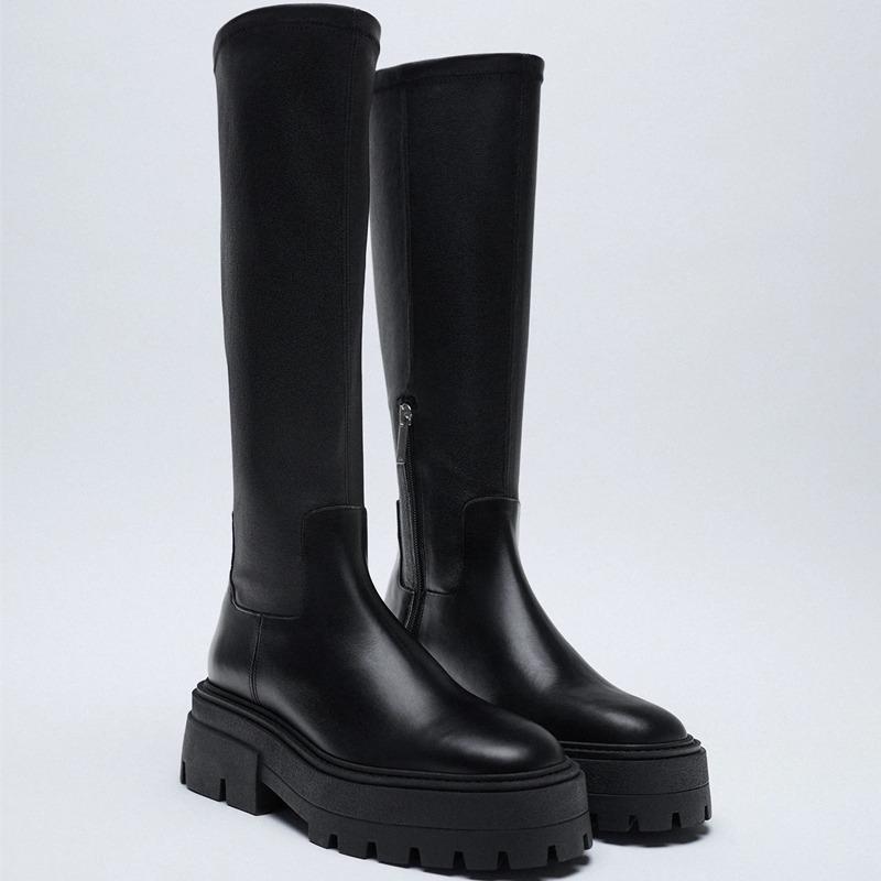 Fashion 2024 New Fashion Brand Luxury Designer Punk Casual Calf Women Boots Zipper Fashion Chunky Heel Top Quality Casual Shoes Woman