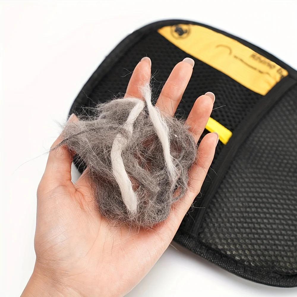 Ausgabe Große Haarentfernungshandschuhe für Haustiere - Schwarze Polypropylen-Katzenpflegehandschuhe mit gelben Akzenten
