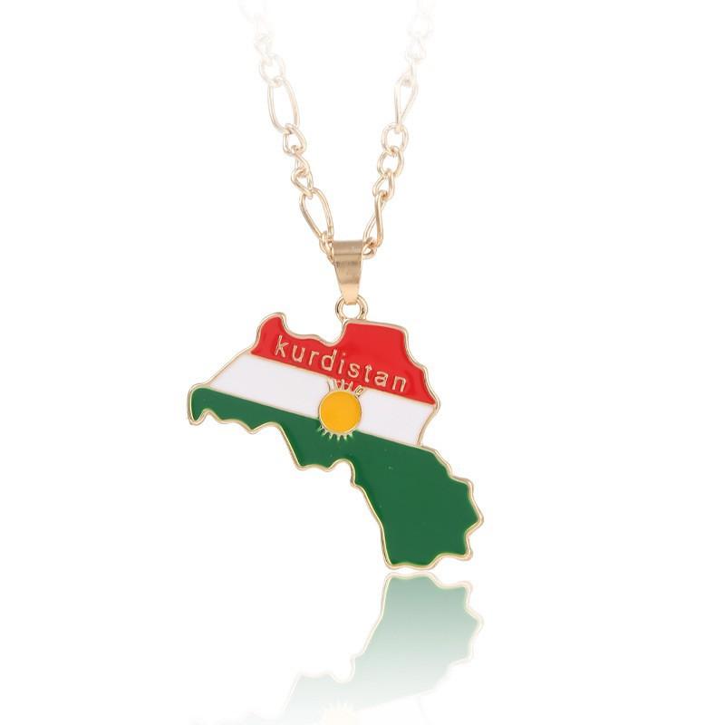

s New Kurdistan Men s Map Necklace Zinc Alloy Oil Drop Geometric Pendant