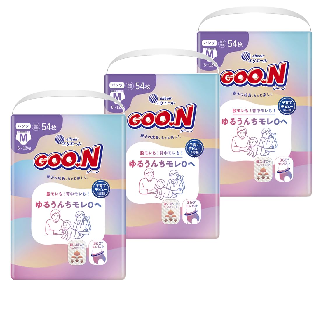 

Size Diapers 162 diapers diapers x [Pants M] Goo.N Leak-Free (6-12kg) (54 3) [Case Sale] белый