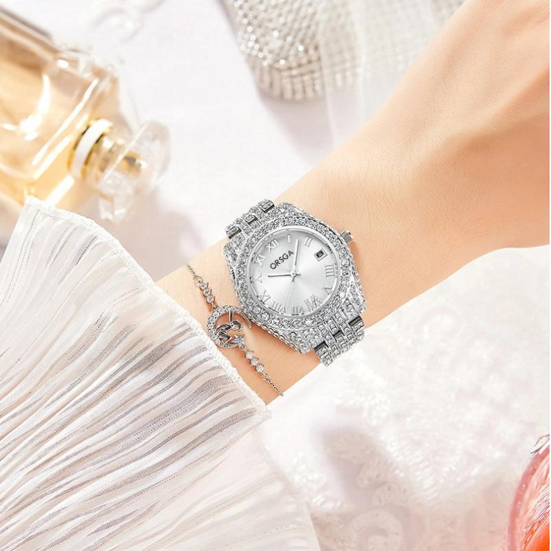 Luxury Jewelry Watch For Women Hip Hop Brand Fashion Waterproof Iced Diamond Quartz WristWatch Ladies Gift