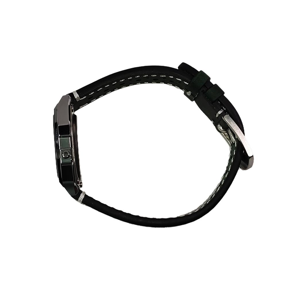 CASIO Custom Collection Quartz Movement Leather Strap Watch Unisex Green Dial A158WA-1(Watch1100--)