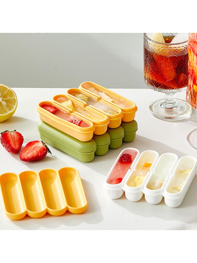 Flexible Silicone Ice Molds 4 Grids Ice Cubes Tray with Lid Suitable For Chilling Beverages And Parties
