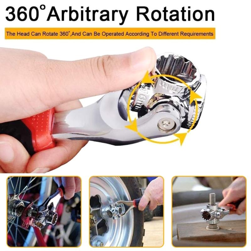 52 in 1 Rotating Ratchet Wrench Ergonomic Nonslip Handle Double Head Wrench for Tight Space and Mechanical Work