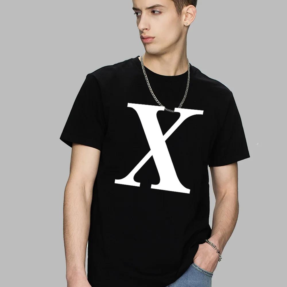 Fashion T-shirt White English Letter Font A B C D E F G Short Sleeve Tops O-neck Black Casual T-shirt Clothing Commuter Tops