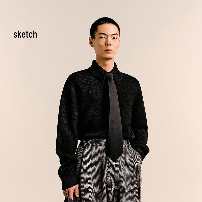 

Men s Slim-Fit Lapel Long-Sleeve Knitwear S