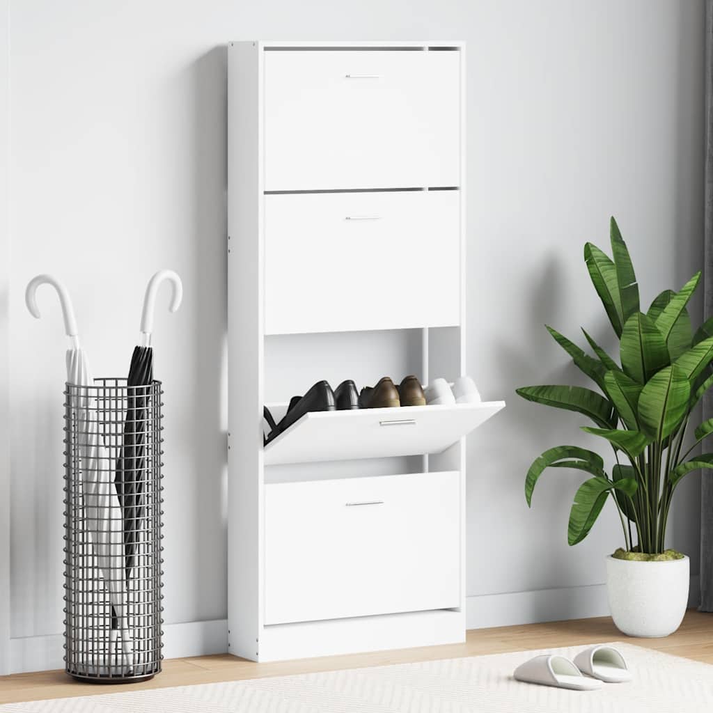Shoe Cabinet White 59 x 17 x 150 cm Engineered Wood
