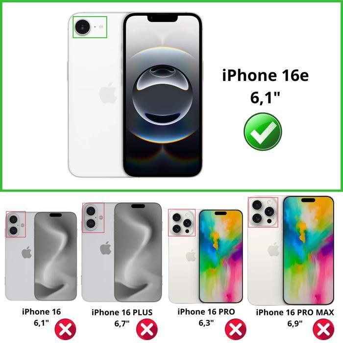 Coque iPhone 16e - Phonillico® - Souple - 1 Coque + 2 Verres Trempé - Protection Caméra - Magnétique