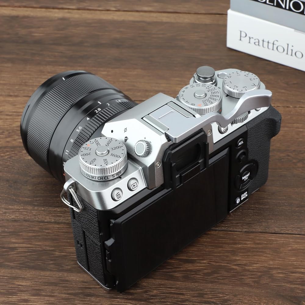 Haoge Thumb Rest Hand Grip for Fujifilm XT5 Camera, Metal Hot Shoe Hand Grip, Silver THB-XT5S