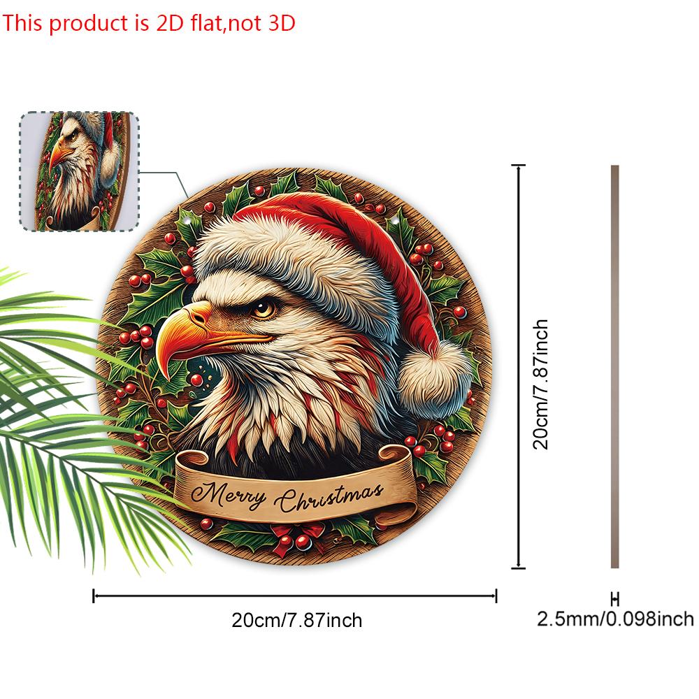 Christmas Wooden Sign with Eagle Pattern - Navidad Round Sign for Christmas Tree, Yard, Balcony Indoor Decor - Ideal Christmas Gift